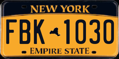NY license plate FBK1030