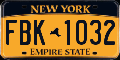 NY license plate FBK1032
