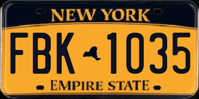 NY license plate FBK1035