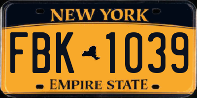 NY license plate FBK1039