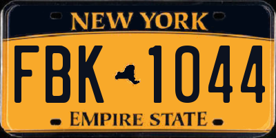 NY license plate FBK1044