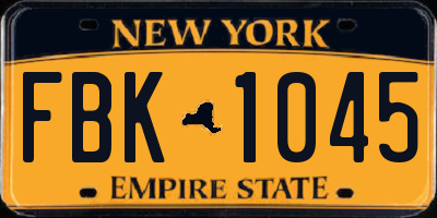 NY license plate FBK1045