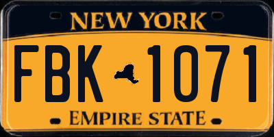 NY license plate FBK1071