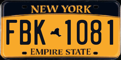 NY license plate FBK1081