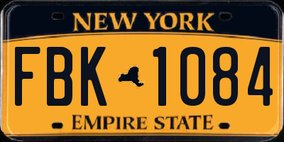 NY license plate FBK1084