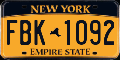 NY license plate FBK1092