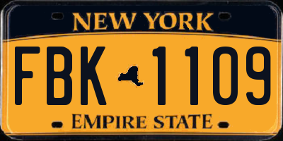 NY license plate FBK1109