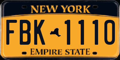 NY license plate FBK1110