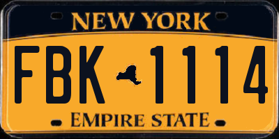 NY license plate FBK1114