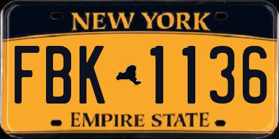 NY license plate FBK1136