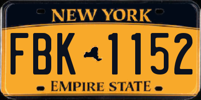NY license plate FBK1152