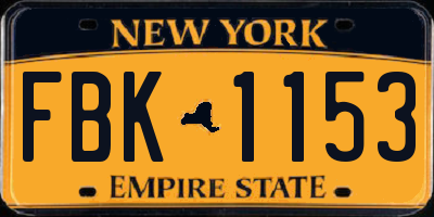 NY license plate FBK1153