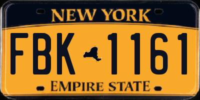 NY license plate FBK1161