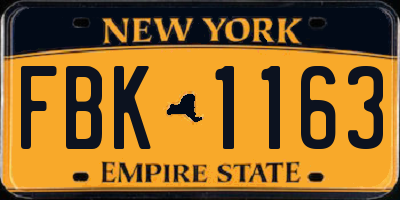NY license plate FBK1163