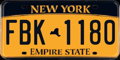 NY license plate FBK1180