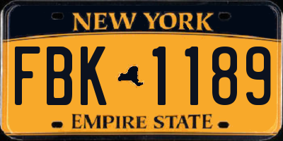 NY license plate FBK1189