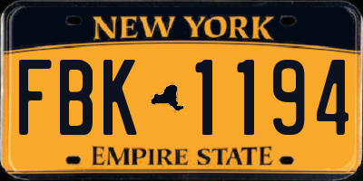 NY license plate FBK1194