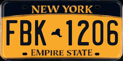 NY license plate FBK1206