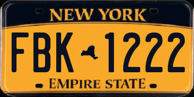 NY license plate FBK1222