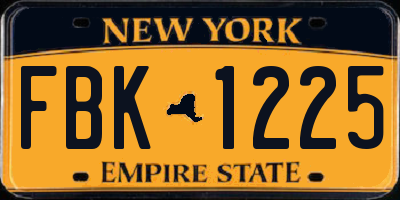 NY license plate FBK1225
