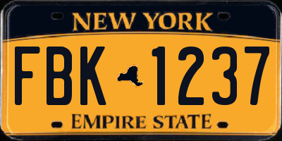 NY license plate FBK1237