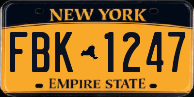 NY license plate FBK1247