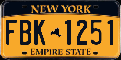 NY license plate FBK1251