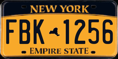 NY license plate FBK1256