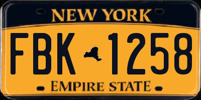 NY license plate FBK1258