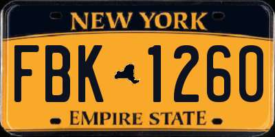 NY license plate FBK1260