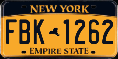 NY license plate FBK1262