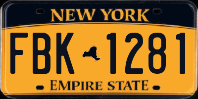 NY license plate FBK1281