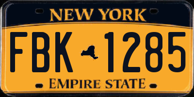 NY license plate FBK1285