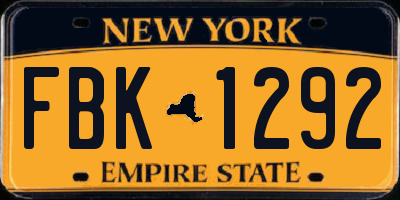 NY license plate FBK1292
