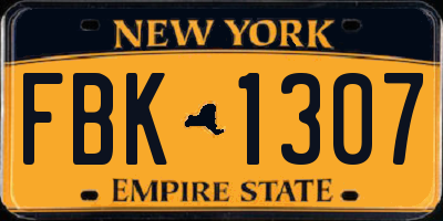 NY license plate FBK1307