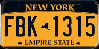 NY license plate FBK1315
