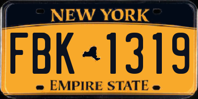 NY license plate FBK1319