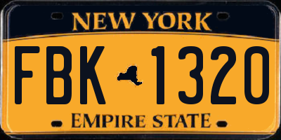 NY license plate FBK1320