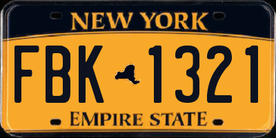 NY license plate FBK1321