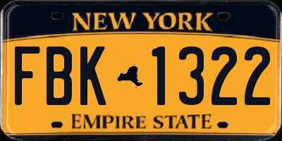 NY license plate FBK1322