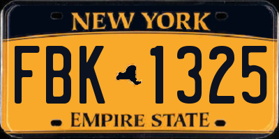 NY license plate FBK1325