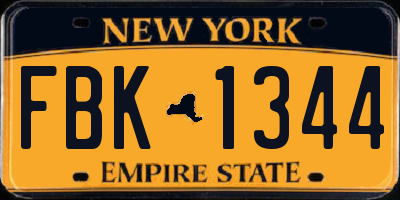 NY license plate FBK1344