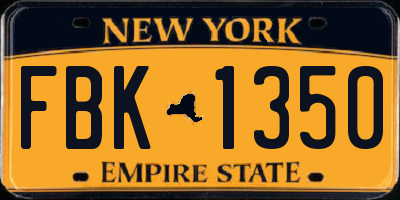 NY license plate FBK1350