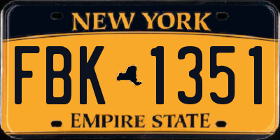 NY license plate FBK1351