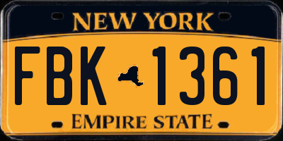 NY license plate FBK1361