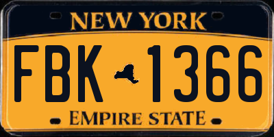 NY license plate FBK1366