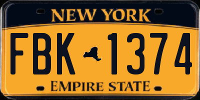 NY license plate FBK1374