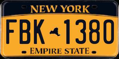 NY license plate FBK1380