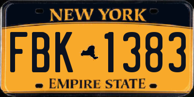 NY license plate FBK1383