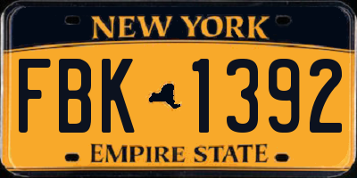 NY license plate FBK1392